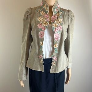 Vintage Vivienne Tam Embroidered Boho Cotagecore Jacket